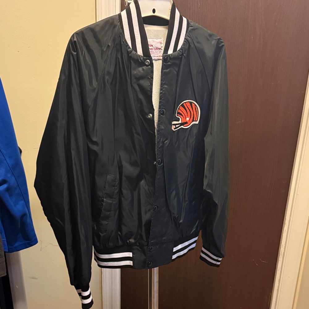Black Varsity Jacket with Orange Logo